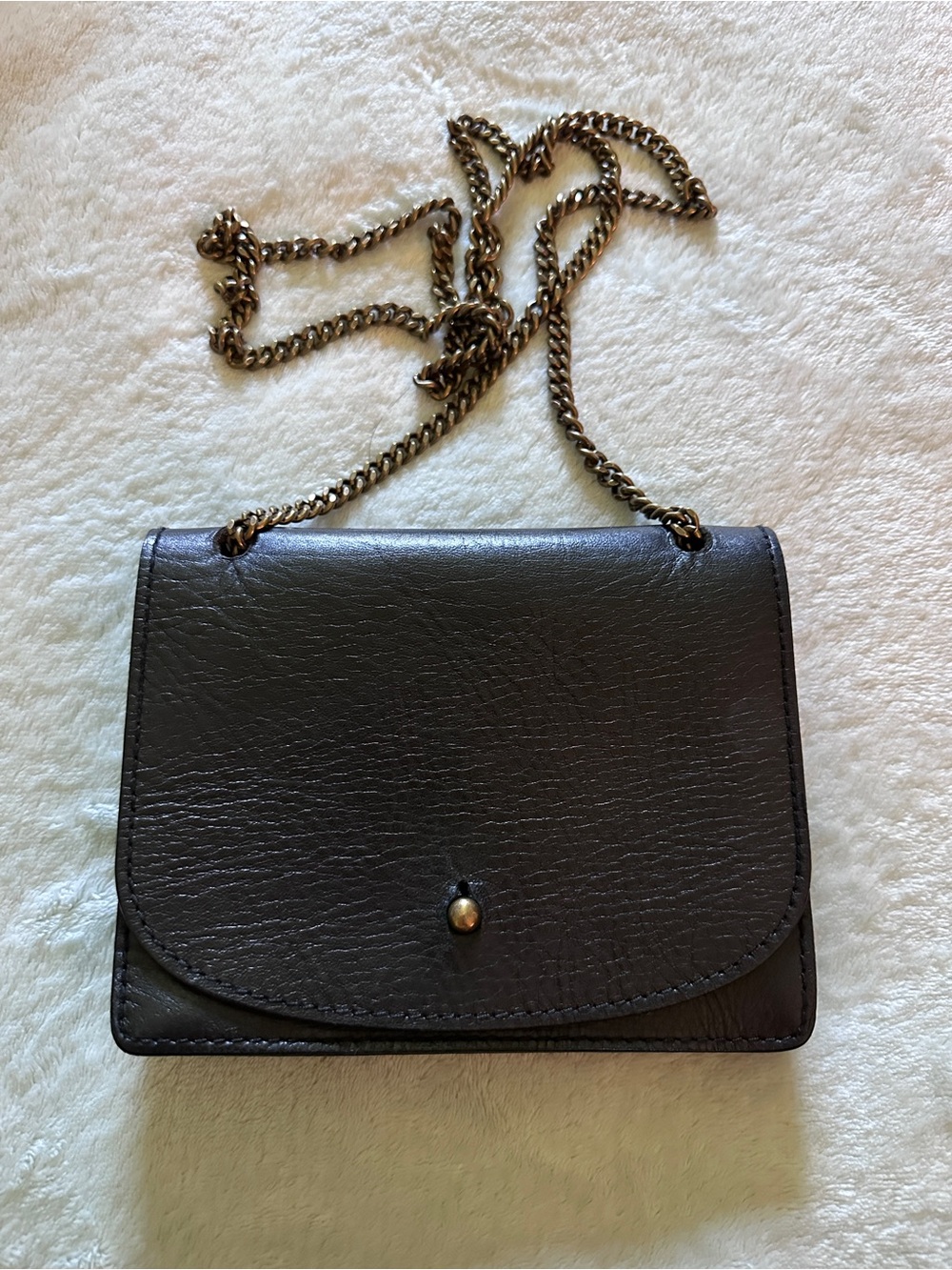 NWT Madewell Women's Black Leather Crossbody Chain Bag